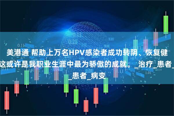 美港通 帮助上万名HPV感染者成功转阴、恢复健康，这或许是我职业生涯中最为骄傲的成就。_治疗_患者_病变