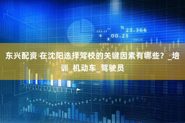 东兴配资 在沈阳选择驾校的关键因素有哪些？_培训_机动车_驾驶员