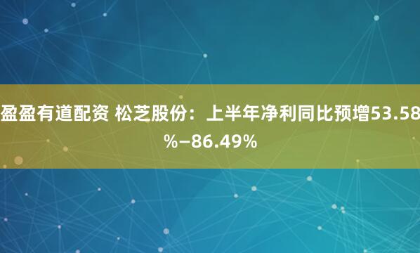 盈盈有道配资 松芝股份：上半年净利同比预增53.58%—86.49%